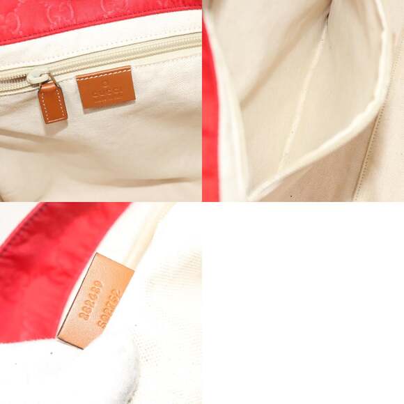 GUCCI GG Canvas Tote Bag Nylon Red Gold - Picture 12 of 12